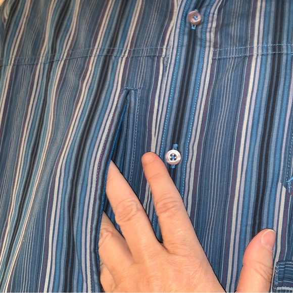 NWT  Rocawear French Blue Striped  Button Shirt Mens 2XL Y2K 90s Streetwear NEW - Picture 5 of 8